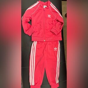 Adidas Kids Bright Pink track suit